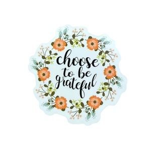 Floral Gratitude Choose to be Grateful Glossy Sticker for Notebook Laptop